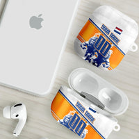 Personalized Netherlands Football AirPods Case Dutch Lion Heritage Mascot Flame Swirl