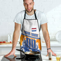 Personalized Netherlands Football Apron Dutch Lion Heritage Mascot Flame Swirl