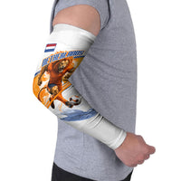 Personalized Netherlands Football Arm Sleeves Dutch Lion Heritage Mascot Flame Swirl