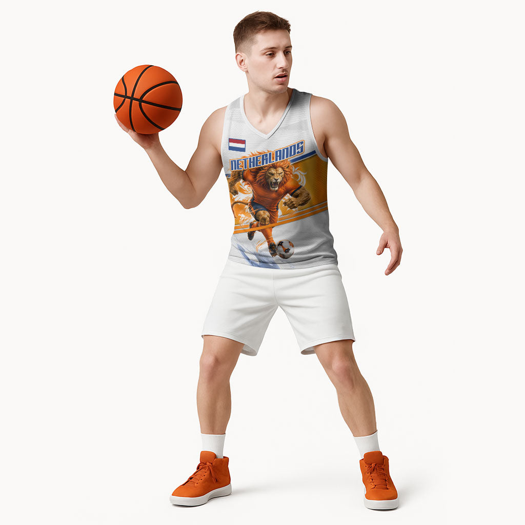 Personalized Netherlands Football Basketball Jersey Dutch Lion Heritage Mascot Flame Swirl