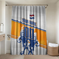 Personalized Netherlands Football Bathroom Set Dutch Lion Heritage Mascot Flame Swirl