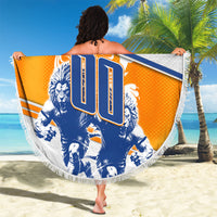 Personalized Netherlands Football Beach Blanket Dutch Lion Heritage Mascot Flame Swirl