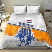 Personalized Netherlands Football Bedding Set Dutch Lion Heritage Mascot Flame Swirl