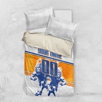 Personalized Netherlands Football Bedding Set Dutch Lion Heritage Mascot Flame Swirl