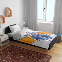Personalized Netherlands Football Bedding Set Dutch Lion Heritage Mascot Flame Swirl