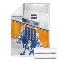 Personalized Netherlands Football Blanket Dutch Lion Heritage Mascot Flame Swirl