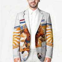 Personalized Netherlands Football Blazer Dutch Lion Heritage Mascot Flame Swirl