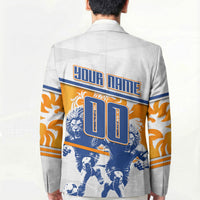 Personalized Netherlands Football Blazer Dutch Lion Heritage Mascot Flame Swirl