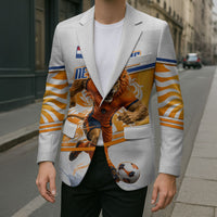 Personalized Netherlands Football Blazer Dutch Lion Heritage Mascot Flame Swirl