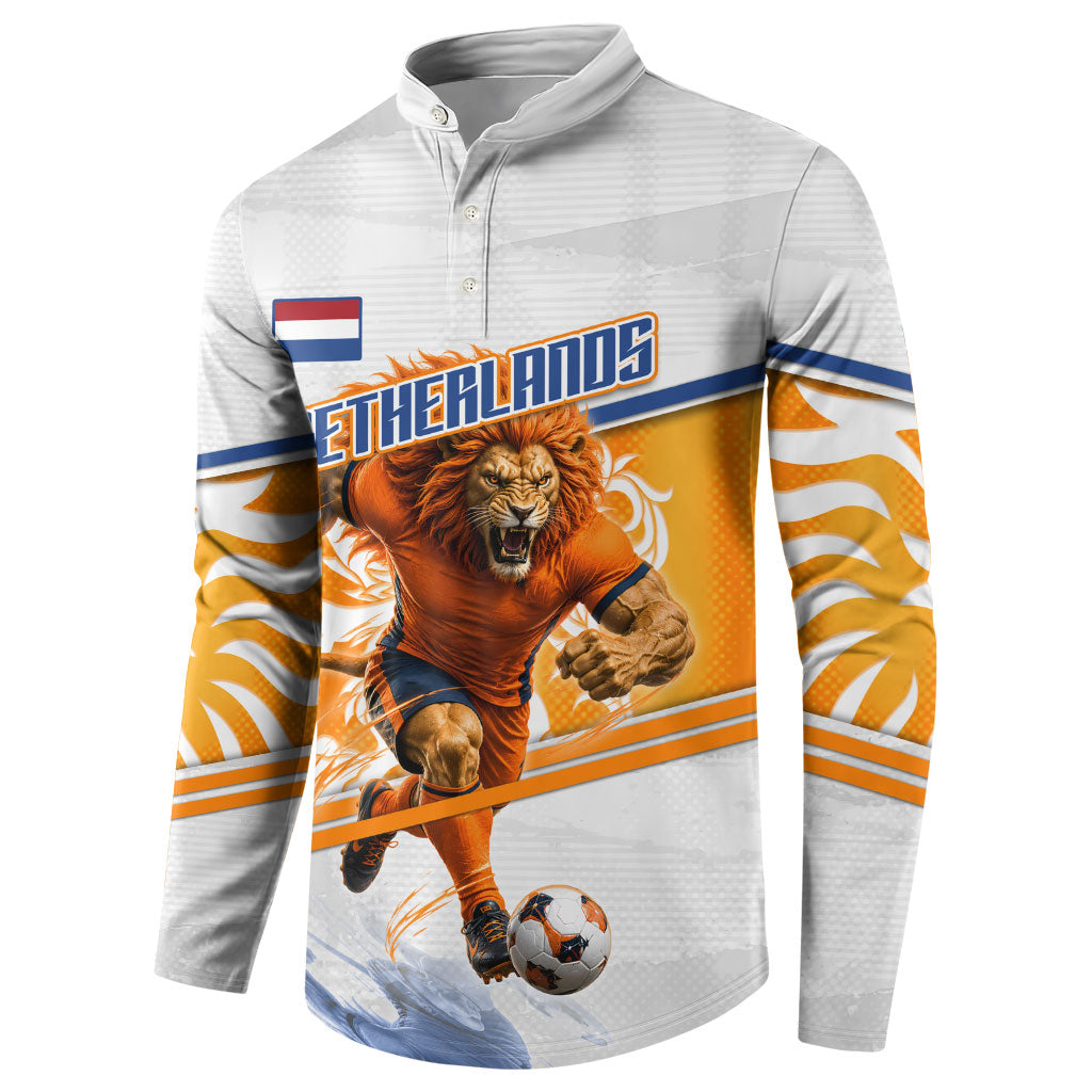 Personalized Netherlands Football Button Sweatshirt Dutch Lion Heritage Mascot Flame Swirl