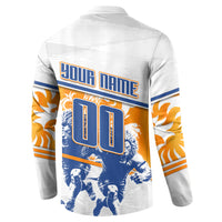Personalized Netherlands Football Button Sweatshirt Dutch Lion Heritage Mascot Flame Swirl