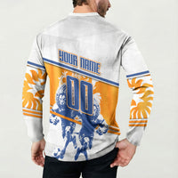 Personalized Netherlands Football Button Sweatshirt Dutch Lion Heritage Mascot Flame Swirl