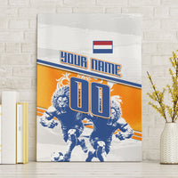 Personalized Netherlands Football Canvas Wall Art Dutch Lion Heritage Mascot Flame Swirl