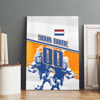 Personalized Netherlands Football Canvas Wall Art Dutch Lion Heritage Mascot Flame Swirl