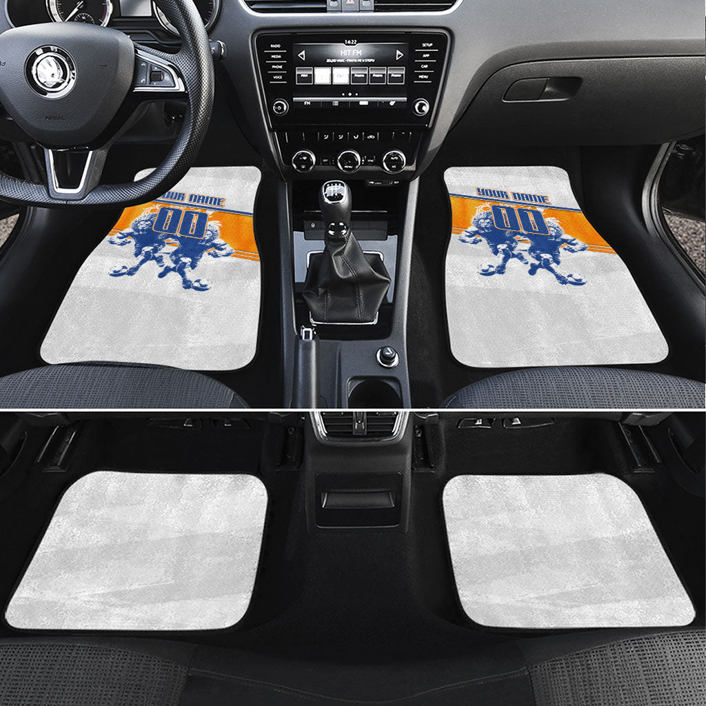 Personalized Netherlands Football Car Mats Dutch Lion Heritage Mascot Flame Swirl
