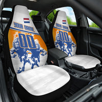 Personalized Netherlands Football Car Seat Cover Dutch Lion Heritage Mascot Flame Swirl