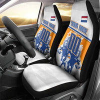 Personalized Netherlands Football Car Seat Cover Dutch Lion Heritage Mascot Flame Swirl