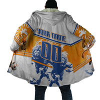Personalized Netherlands Football Cloak Dutch Lion Heritage Mascot Flame Swirl