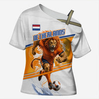 Personalized Netherlands Football Cross Shoulder Shirt Dutch Lion Heritage Mascot Flame Swirl