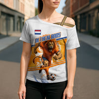 Personalized Netherlands Football Cross Shoulder Shirt Dutch Lion Heritage Mascot Flame Swirl
