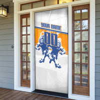Personalized Netherlands Football Door Cover Dutch Lion Heritage Mascot Flame Swirl