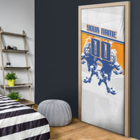 Personalized Netherlands Football Door Cover Dutch Lion Heritage Mascot Flame Swirl