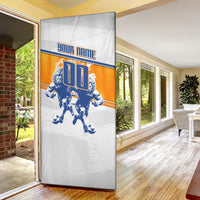 Personalized Netherlands Football Door Cover Dutch Lion Heritage Mascot Flame Swirl
