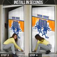 Personalized Netherlands Football Door Cover Dutch Lion Heritage Mascot Flame Swirl