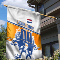 Personalized Netherlands Football Garden Flag Dutch Lion Heritage Mascot Flame Swirl