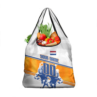 Personalized Netherlands Football Grocery Bag Dutch Lion Heritage Mascot Flame Swirl