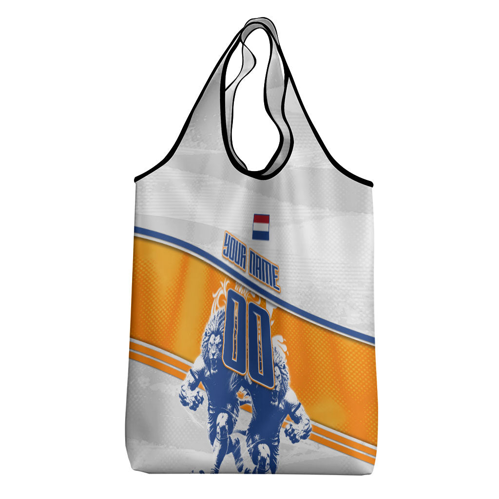 Personalized Netherlands Football Grocery Bag Dutch Lion Heritage Mascot Flame Swirl