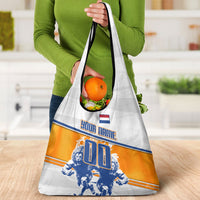 Personalized Netherlands Football Grocery Bag Dutch Lion Heritage Mascot Flame Swirl