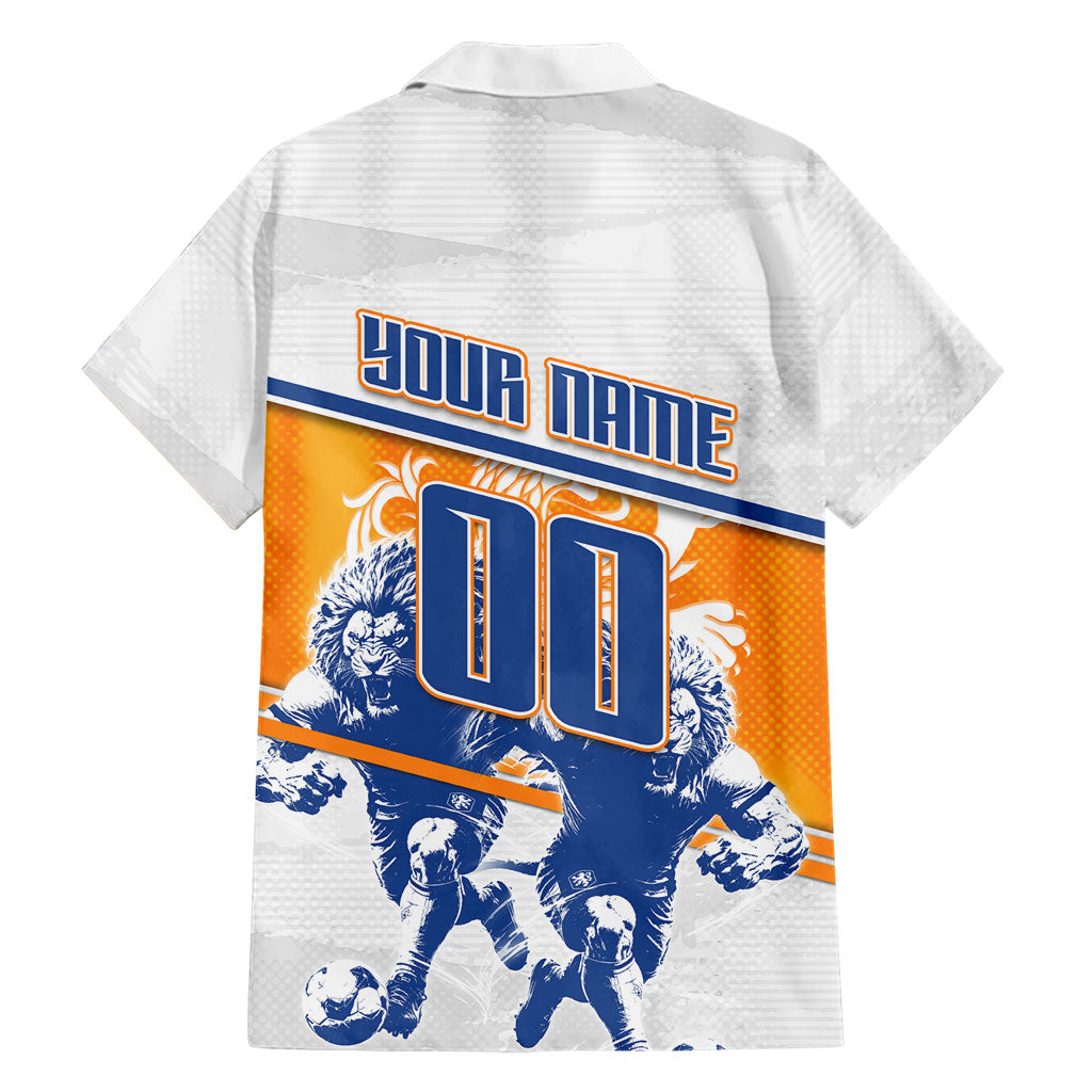 Personalized Netherlands Football Hawaiian Shirt Dutch Lion Heritage Mascot Flame Swirl