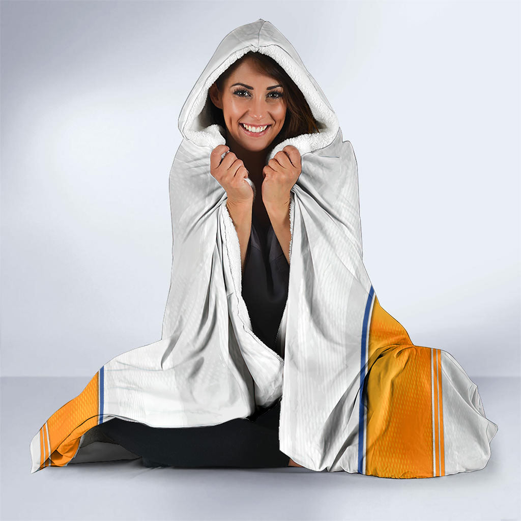 Personalized Netherlands Football Hooded Blanket Dutch Lion Heritage Mascot Flame Swirl