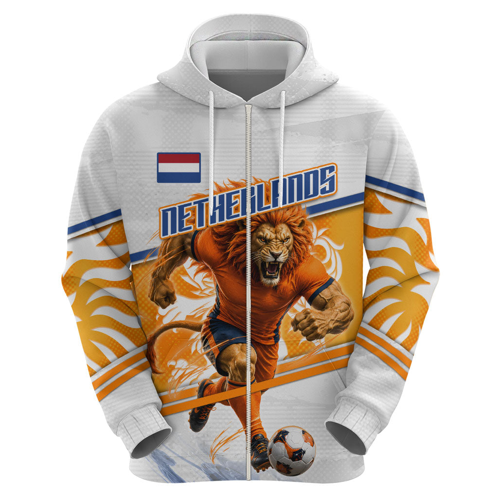 Personalized Netherlands Football Hoodie Dutch Lion Heritage Mascot Flame Swirl