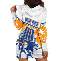 Personalized Netherlands Football Hoodie Dress Dutch Lion Heritage Mascot Flame Swirl