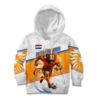 Personalized Netherlands Football Kid Hoodie Dutch Lion Heritage Mascot Flame Swirl