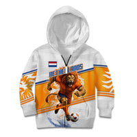 Personalized Netherlands Football Kid Hoodie Dutch Lion Heritage Mascot Flame Swirl