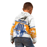 Personalized Netherlands Football Kid Hoodie Dutch Lion Heritage Mascot Flame Swirl