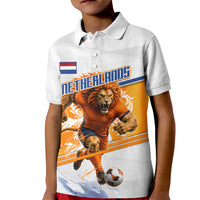 Personalized Netherlands Football Kid Polo Shirt Dutch Lion Heritage Mascot Flame Swirl