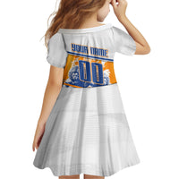 Personalized Netherlands Football Kid Short Sleeve Dress Dutch Lion Heritage Mascot Flame Swirl