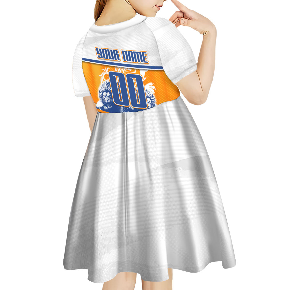 Personalized Netherlands Football Kid Short Sleeve Dress Dutch Lion Heritage Mascot Flame Swirl