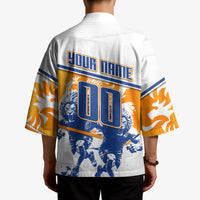 Personalized Netherlands Football Kimono Dutch Lion Heritage Mascot Flame Swirl