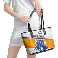 Personalized Netherlands Football Leather Tote Bag Dutch Lion Heritage Mascot Flame Swirl