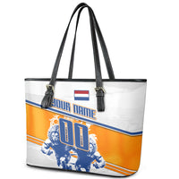 Personalized Netherlands Football Leather Tote Bag Dutch Lion Heritage Mascot Flame Swirl