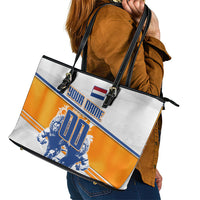 Personalized Netherlands Football Leather Tote Bag Dutch Lion Heritage Mascot Flame Swirl