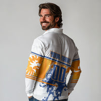 Personalized Netherlands Football Long Sleeve Polo Shirt Dutch Lion Heritage Mascot Flame Swirl