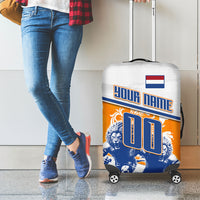 Personalized Netherlands Football Luggage Cover Dutch Lion Heritage Mascot Flame Swirl