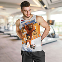 Personalized Netherlands Football Men Tank Top Dutch Lion Heritage Mascot Flame Swirl