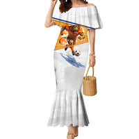 Personalized Netherlands Football Mermaid Dress Dutch Lion Heritage Mascot Flame Swirl